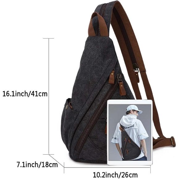 Women Small Casual Canvas Sling Crossbody Shoulder Backpack main image 5